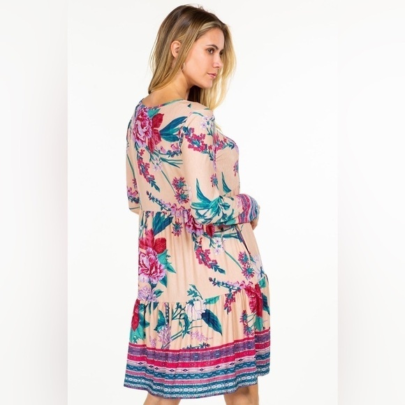 BE THE BEST YOU Taupe Floral Tiered Dress - Picture 2 of 10